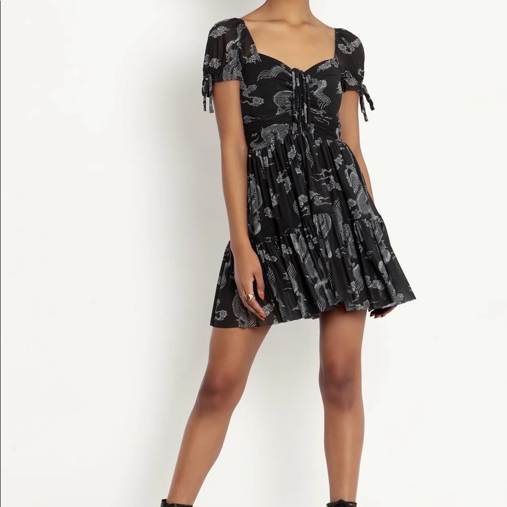 Blackmilk LUCKY DRAGON SHORT TEA PARTY DRESS - LIMITED XS